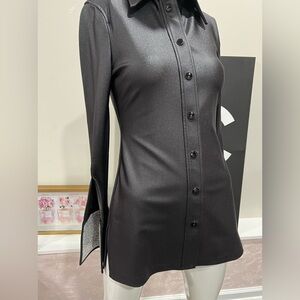 ALEXANDER WANG  crystal-embellished split-cuff shirt 1CC1221550-00.